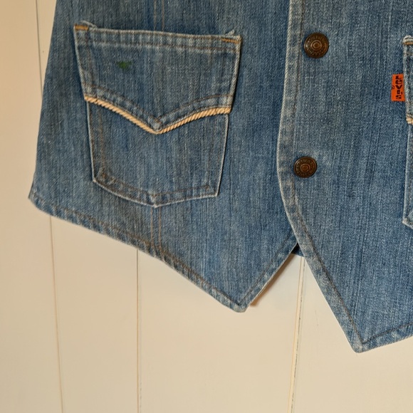 Vintage 60’s-70’s Levi's Blue Orange Tag Denim Vest Size S - Picture 14 of 16